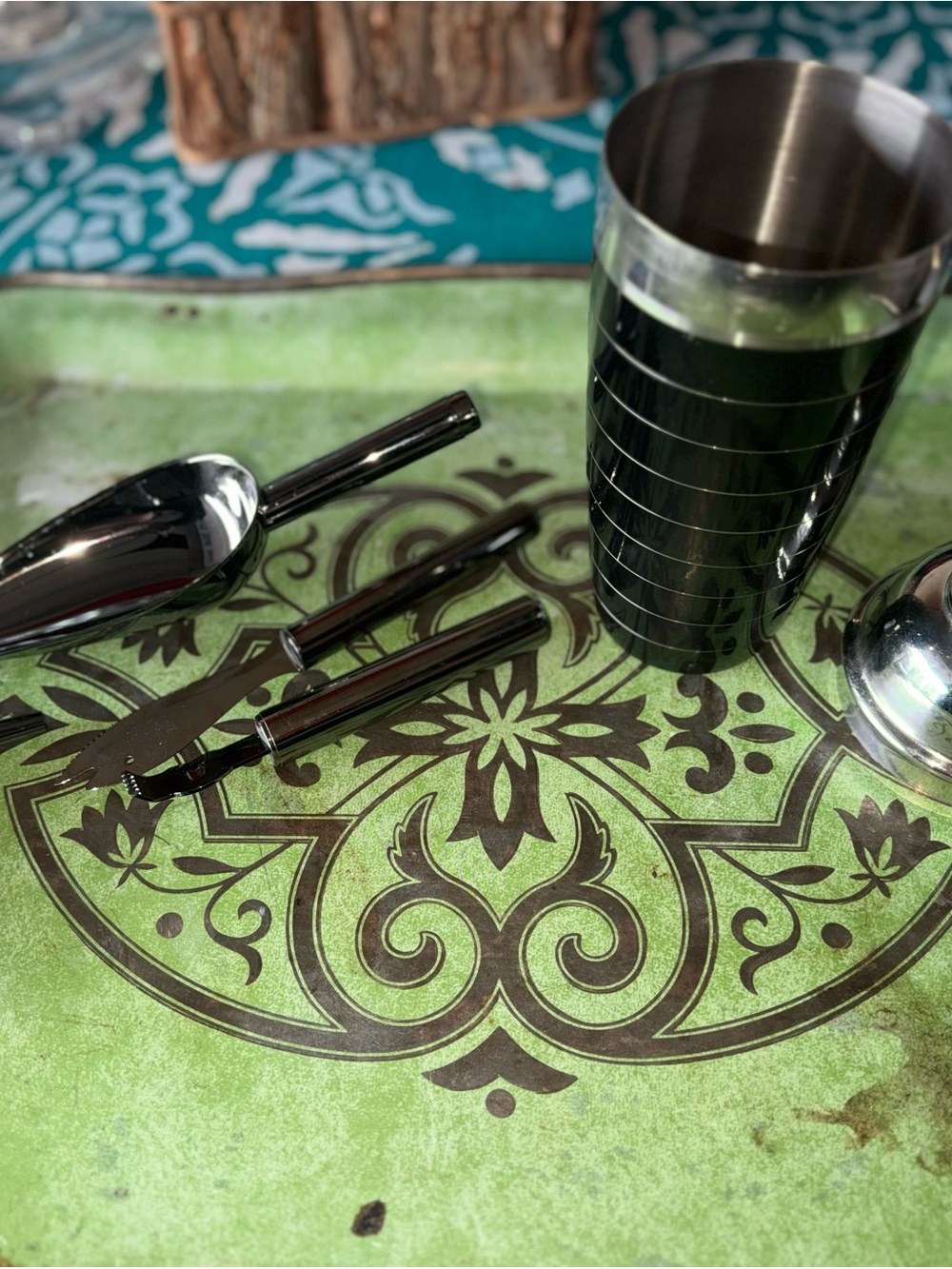 Stainless Steel Black Cocktail Shaker & Bar Tool Set